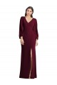 Trumpet V-Neck Stretch Crepe Long Burgundy Gold Prom Dress Canada