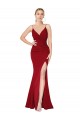 Mermaid V-Neck Stretch Crepe Long Burgundy Prom Dress Canada