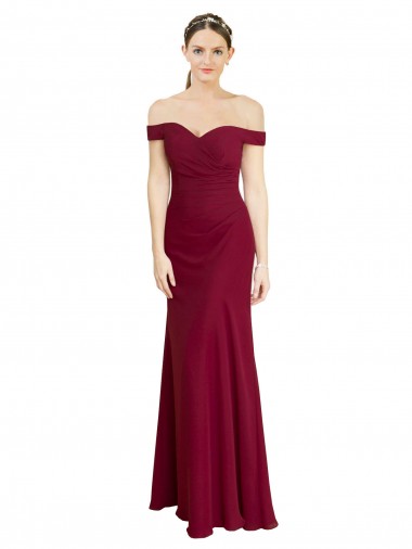 Mermaid Off the Shoulder Soft Chiffon Long Burgundy Black Tie Prom Dress Canada