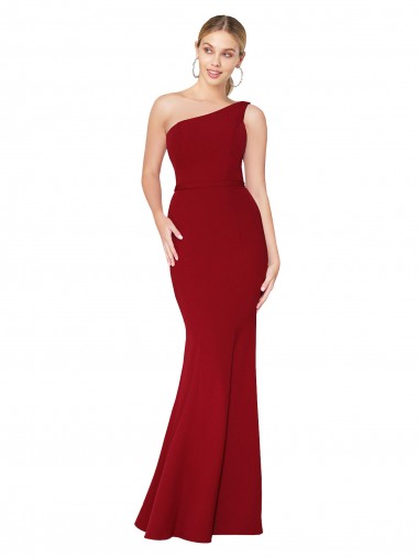 Mermaid High Neck Stretch Crepe Long Burgundy Prom Dress Canada