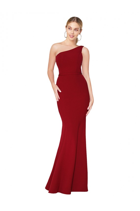 Mermaid High Neck Stretch Crepe Long Burgundy Prom Dress Canada