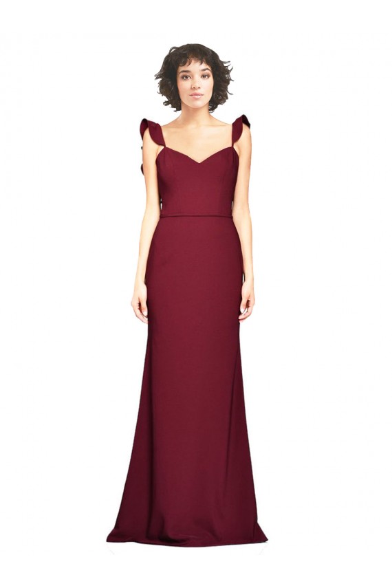 Mermaid Strapless Stretch Crepe Long Burgundy Prom Dress Canada