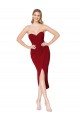 Mermaid High Neck Stretch Crepe Knee Length Burgundy High Low Prom Dress Canada