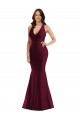 Mermaid V-Neck Silk like Satin Long Burgundy Plus Size Formal Prom Dress Canada