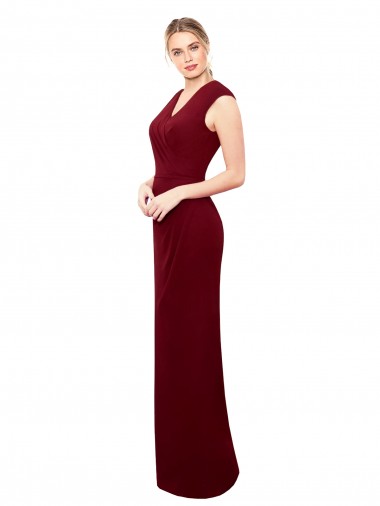 Mermaid V-Neck Soft Chiffon Long Burgundy Prom Dress Canada