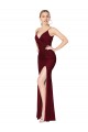 Mermaid V-Neck Soft Chiffon Long Burgundy Sleeveless Prom Dress Canada