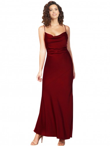Sheath Cowl Neck Silk like Satin Long Burgundy Black Tie Prom Dress Canada