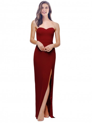Sheath Sweetheart Stretch Crepe Long Burgundy Prom Dress Canada