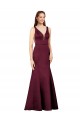 Sheath V-Neck Satin Long Burgundy Prom Dress Canada