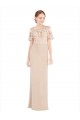 A-Line Off the Shoulder Soft Chiffon & Lace Long Champagne Prom Dress Canada