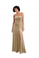 A-Line Square Neck Stretch Velvet Long Champagne Prom Dress Canada