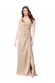 A-Line V-Neck Silk like Satin Long Champagne Pink Prom Dress Canada