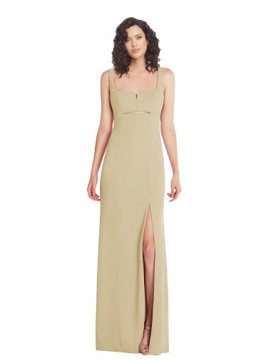 Trumpet Square Neck Stretch Crepe Long Champagne Prom Dress Canada