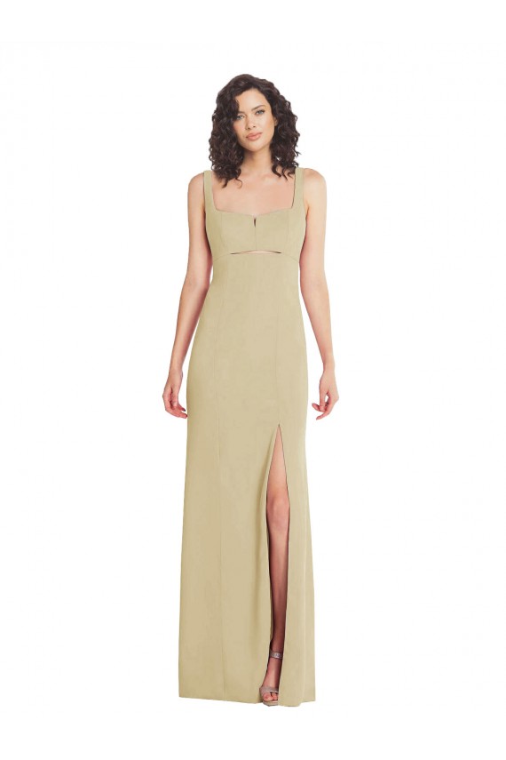 Trumpet Square Neck Stretch Crepe Long Champagne Prom Dress Canada