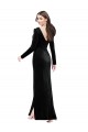 Column V-Neck Stretch Velvet Long Black Prom Dress Canada