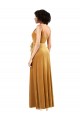 Column V-Neck Stretch Velvet Long Gold Black Tie Prom Dress Canada
