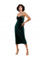 Sheath Spaghetti Straps Stretch Velvet Midi Length Dark Green Prom Dress Canada