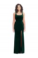 Trumpet Square Neck Stretch Velvet Long Dark Green Prom Dress Canada