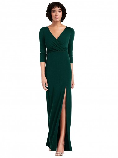 Trumpet V-Neck Spandex Long Dark Green Prom Dress Canada
