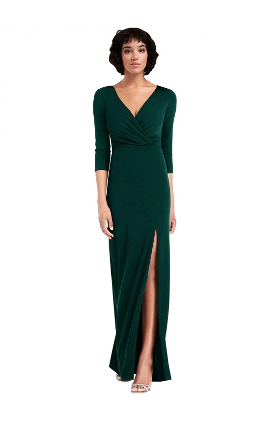 Trumpet V-Neck Spandex Long Dark Green Prom Dress Canada