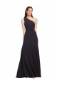 A-Line One Shoulder Stretch Crepe Long Dark Navy Prom Dress Canada