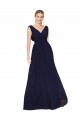 A-Line High Neck Soft Chiffon Long Dark Navy Prom Dress Canada