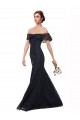 Mermaid Off the Shoulder Lace Long Dark Navy Prom Dress Canada