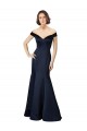 Mermaid V-Neck Satin Long Dark Navy Prom Dress Canada