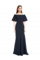 Mermaid Off the Shoulder Stretch Crepe Long Dark Navy Prom Dress Canada