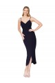 Mermaid High Neck Stretch Crepe Knee Length Dark Navy Prom Dress Canada