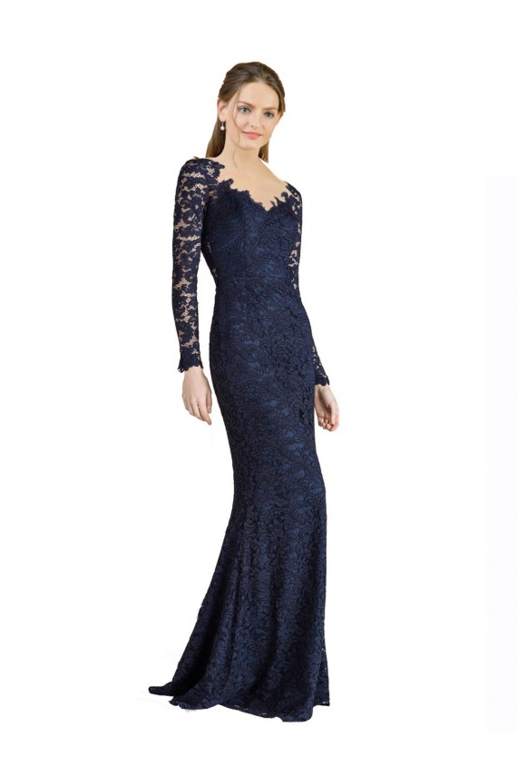 Mermaid Sweetheart Lace Long Dark Navy Prom Dress Canada