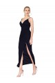 Mermaid High Neck Soft Chiffon Knee Length Dark Navy Prom Dress Canada