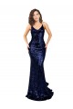 Mermaid V-Neck Sequin Long Dark Navy Prom Dress Canada