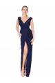 Mermaid V-Neck Soft Chiffon Long Dark Navy Prom Dress Canada