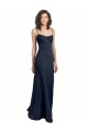 Sheath High Neck Stretch Crepe Long Dark Navy Prom Dress Canada