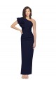 Sheath One Shoulder Stretch Crepe Long Dark Navy Prom Dress Canada