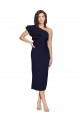 Sheath One Shoulder Stretch Crepe Midi Length Dark Navy Prom Dress Canada