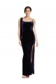 Sheath Square Neck Stretch Velvet Long Dark Navy Prom Dress Canada