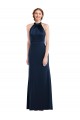 Trumpet High Neck Stretch Crepe Long Dark Navy Prom Dress Canada