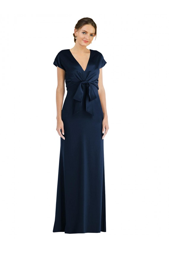 Trumpet Off the Shoulder Stretch Crepe Long Dark Navy Prom Dress Canada