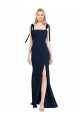 Trumpet Spaghetti Straps Stretch Crepe Long Dark Navy Prom Dress Canada