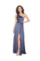 A-Line One Shoulder Silk like Satin Long Dusk Prom Dress Canada