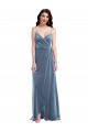 A-Line Sweetheart Stretch Velvet Long Dusty Blue Prom Dress Canada