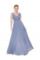 A-Line High Neck Soft Chiffon Long Dusty Blue Prom Dress Canada