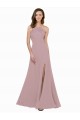 A-Line High Neck Stretch Crepe Long Dusty Pink Prom Dress Canada
