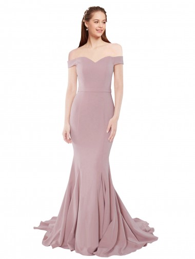 Mermaid Sweetheart Stretch Crepe Sweep Train Dusty Pink Prom Dress Canada