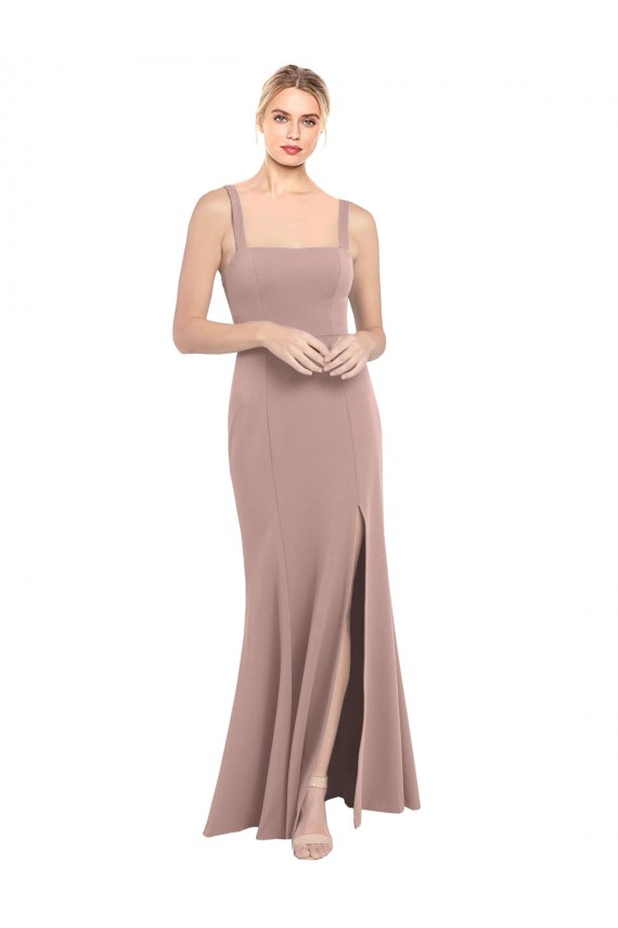 Mermaid High Neck Stretch Crepe Long Dusty Pink Prom Dress Canada