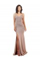 Mermaid V-Neck Stretch Crepe Long Dusty Pink Black Tie Prom Dress Canada