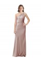 Sheath One Shoulder Stretch Satin Long Dusty Pink Prom Dress Canada
