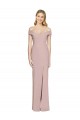 Trumpet Off the Shoulder Stretch Crepe Long Dusty Pink Prom Dress Canada